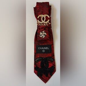 Red Paisley Tie with Floral Accent